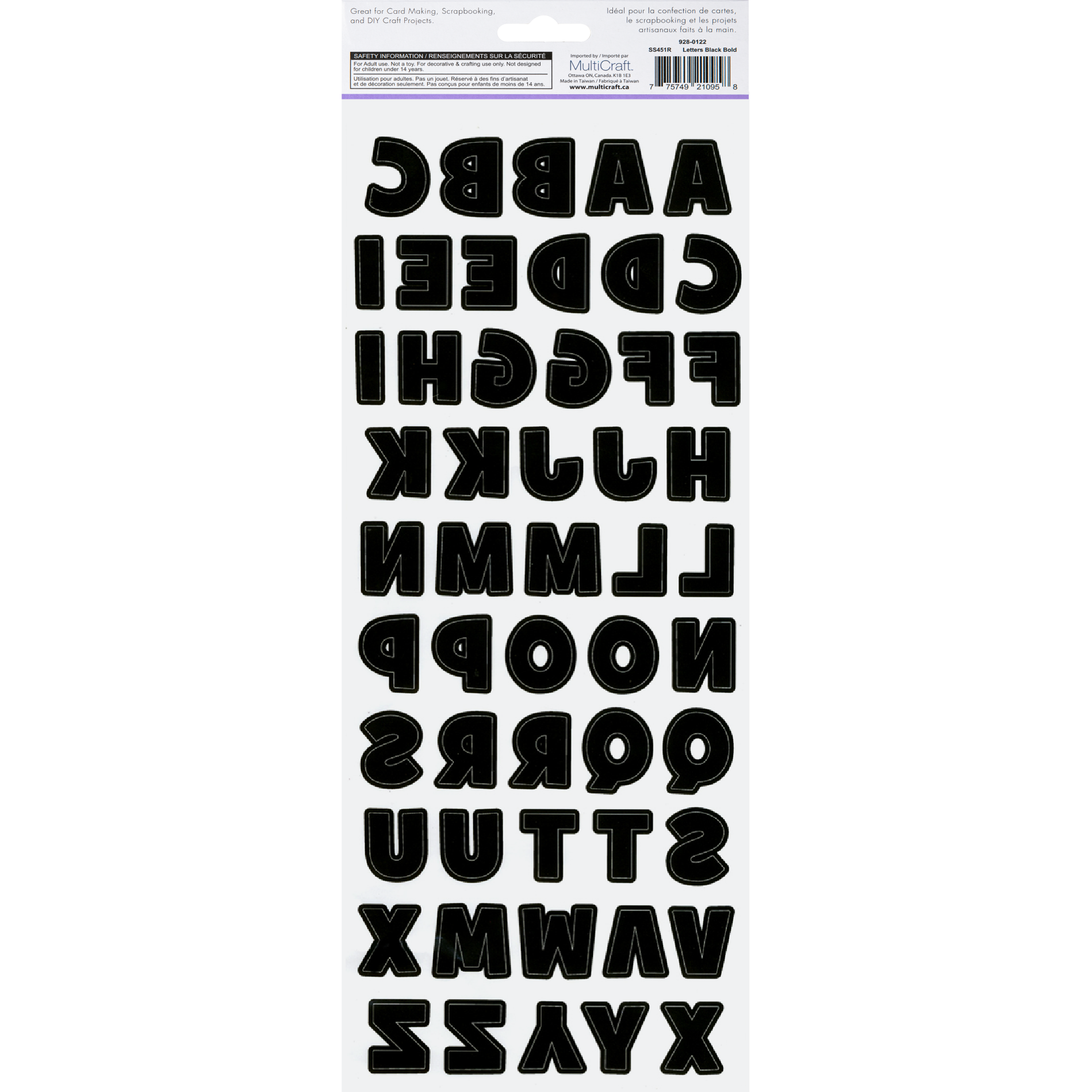 MultiCraft Paper Craft Sticker: Letters & Numbers Medley Clear-Letters  Black Bold 12.7x30.5cm MultiCraft It's a great price for the price